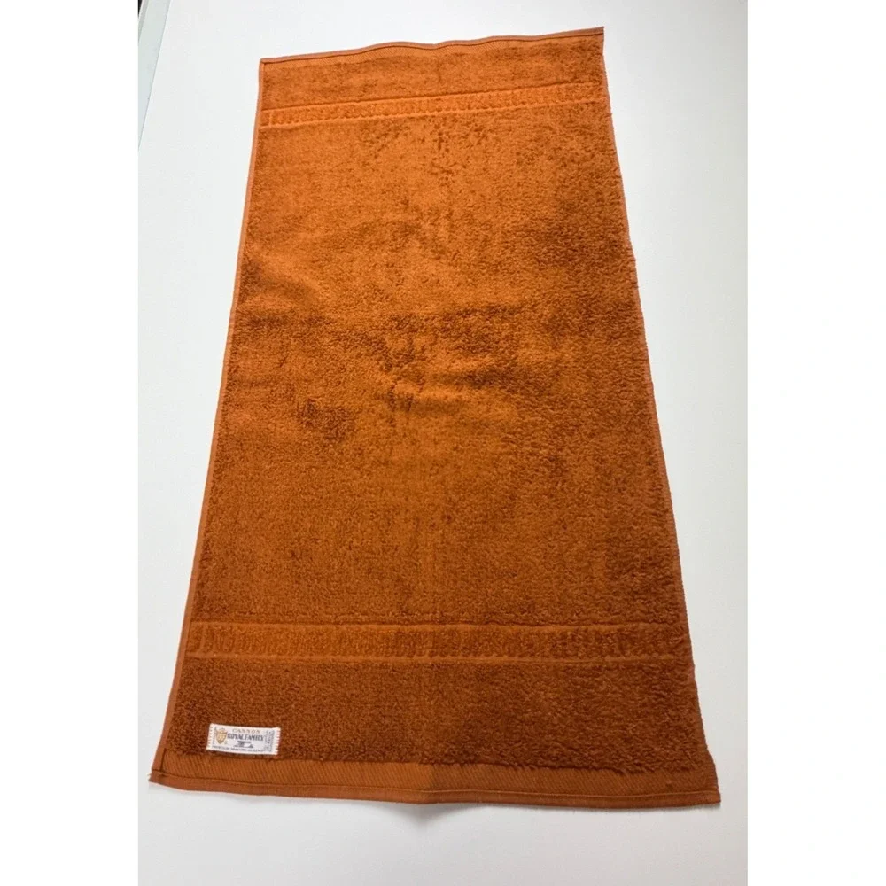 Vintage Cannon Royal Family Hand Towel Orange Rust MCM Cotton
